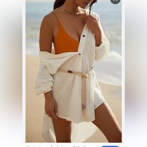 Anthropologie White Wrap Shirt Dress Cover Up Tunic Coastal Beach Resort